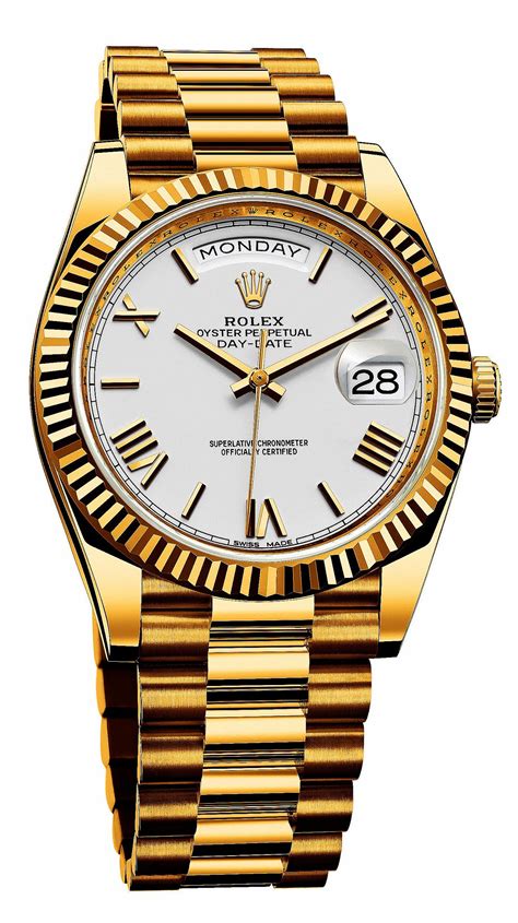 yellow gold rolex day date 40 with gold roman numerals|rolex day date 40mm price.